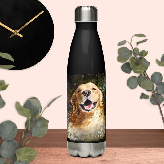 Happy Golden Retriever Water Bottle