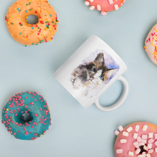 Old Blue Eyes Kitty Cat Mug - White Gloss Mug